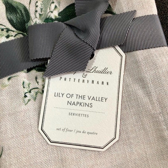 Pottery Barn Monique Lhuillier Lily of the Valley Cotton Napkins Set of 4 - Picture 9 of 11